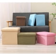 thumbnail image 3 of 15" Collapsible Storage Ottomans, Square Space-Saving Storage Stool, Brown, 3 of 7
