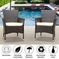 thumbnail image 4 of Outdoor Conversation Chairs, Set of 2, All Weather Chairs Set for Outside, Patio Brown Rattan Armchairs with Removable Beige Cushions, for Backyard, Deck, Poolside, Porch, D7087, 4 of 10