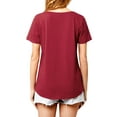 thumbnail image 7 of Nlife Women Criss Cross V Neck Short Sleeve Solid Color T-shirt, 7 of 7