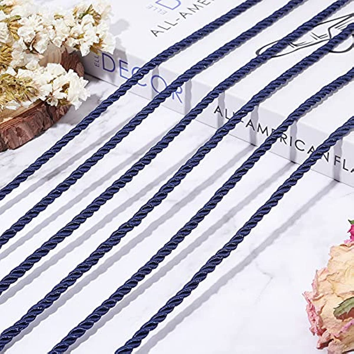 19.6 Yard Twisted Cord Rope 5mm 3-Ply Polyester Cord Decorative Twisted Cord  Midnight Blue Silk Rope for Christmas Valentine Party Home Decor Gift Bag  Curtain Upholstery Costume 
