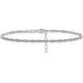 thumbnail image 3 of Solid Sterling Silver Rhodium-plated Fancy Chain Anklet - 10.5", 3 of 6