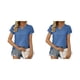 thumbnail image 4 of Qarigey Camiseta plisada de manga corta de verano con cuello en V de Color sólido, camisetas básicas, camisetas sueltas elásticas y fluidas, Type10 NO10, 4 of 6