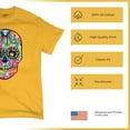 thumbnail image 4 of Tee Hunt Dean Russo Sugar Skull T-Shirt Day of The Dead Neon Calaver Men's Tee, Yellow, 4X-Large, 4 of 5