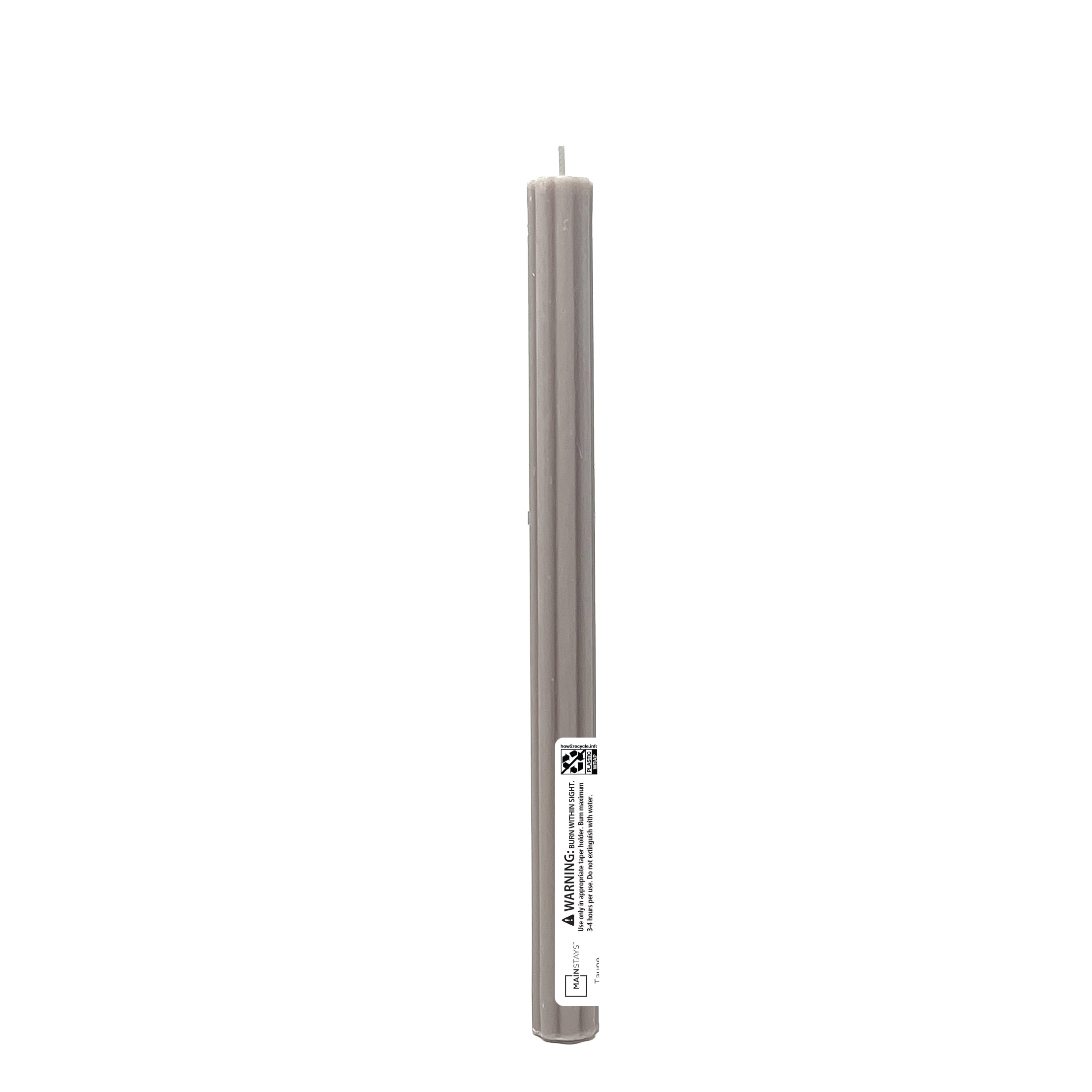 Mainstays Paraffin Wax 10" Ribbed Taper Candle, Unscented, Taupe