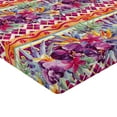 thumbnail image 4 of Ambesonne Floral Design Fitted Sheet, Floral Watercolor Art, Twin XL Size, Magenta Pistachio Green, 4 of 5
