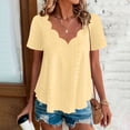 thumbnail image 3 of VBVC No Boundarie Women's Plus Hollow-Out Blouses,Ladies Summer Short Sleeve T-Shirt,Breathable Tunics Top For Women,Yellow,S-5XL, 3 of 10