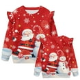 thumbnail image 5 of Uorisanigo Girls Sweatshirts Cute Ruffle Shoulder Crewneck Sweatshirts Fall Winter Clothes Santa Claus Snowman Kids Pullover Sweater Tops, Soft and Lightweight, 5 of 7