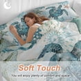 thumbnail image 4 of Blue Ocean Bedding Duvet Cover Set Twin Size 4 Pieces Sea Turtle Coral Starfish Retro Bedding Set with Zipper Closure, 1 Comforter Cover 68x86 Inches 1 Flat Sheet & 2 Pillow Cases, 4 of 7