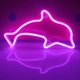 thumbnail image 1 of Letreros de neón de delfines, decoración de mesa con luces LED, decoración de pared para dormitorio de niñas, regalo de cumpleaños para niños, suministros para fiestas de bodas, re, 1 of 5