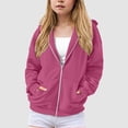 thumbnail image 2 of NIEWTR Toddler Kids Fall Jackets Sweatshirt Color Solid Zip Long Hoodie Top Girls Sleeve Up Little Girls Coat Outwear Snowsuit (5-6 Years,Z01-Hot Pink), 2 of 5