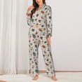 thumbnail image 2 of Salouo summer insects Pattern Women's Pajamas Set Long Sleeve Button Down Sleepwear Soft Pj Lounge Sets for women 2 Piece Pjs Set with Long Pants-X-Large, 2 of 7
