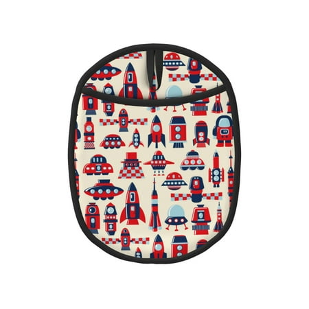 

Pofeuu Rocket Pattern Print Silicone Pot Mat Mitten With Hanging Loop Heat Resistant Oven Mitts Non-Slip Bbq Baking Smoking Potholders