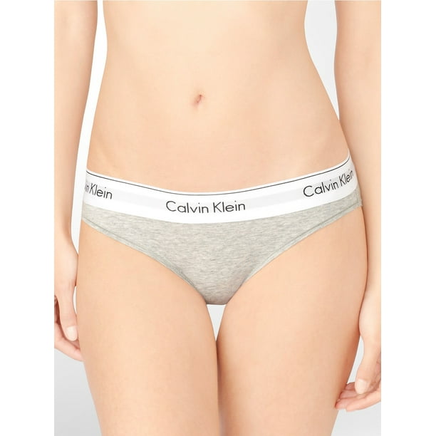 Calvin Klein Women's Modern Cotton Bikini, Grey Heather, Small 
