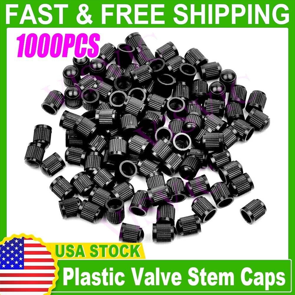 1000 Pcs Universal Black Plastic Car Motor Tire Valve Stem Caps HOT