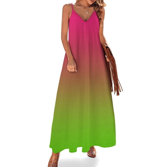 Pink Green Gradient Sleeveless Dress Loose Women's Dress Dresses Luxury Evening Dresses