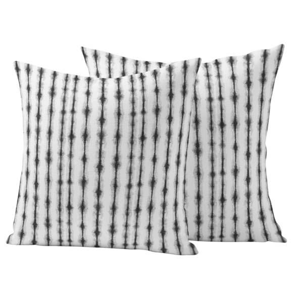 Black Stripes Outdoor Waterproof Pillow Covers, Farmhouse Striped Modern Abstract Art Decorative Square Throw Pillowcase Sofa Cushion Sham for Patio/Couch/Chair, 16"x16" 2 Pack