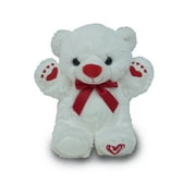Soft & Plush White Teddy Bear Stuffed Animal Pal With Heart Pattern On Paws