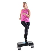 Athletic Works 3-Level Aerobic Step Deck , Adjustable to 4-6-8 Heights, Black/Gray/Blue