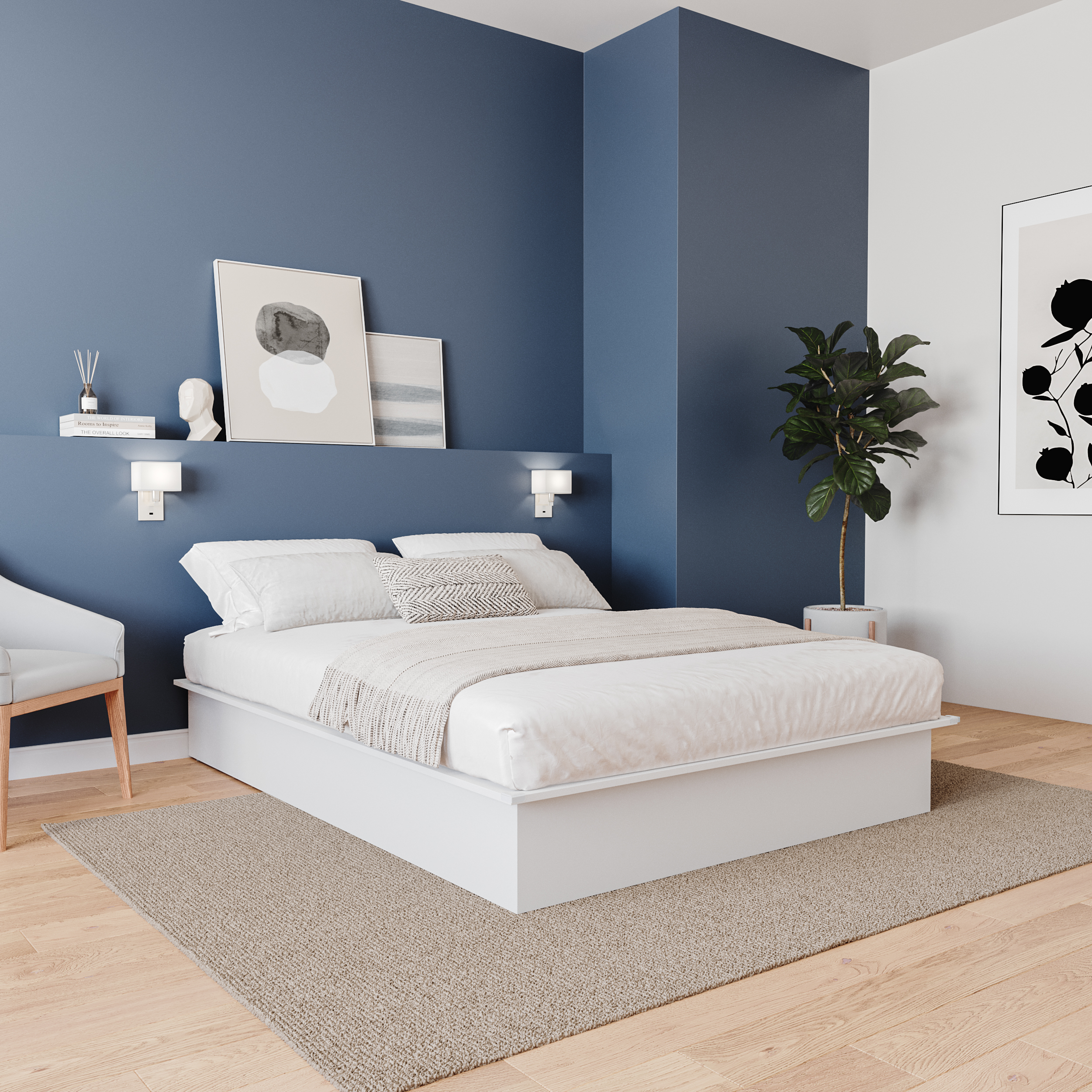 Nexera Valere Queen Size Platform Bed Frame, White