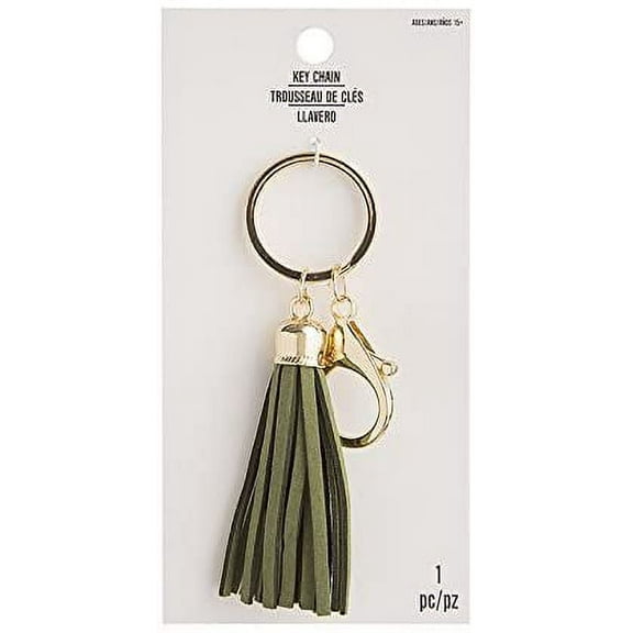 Darice Tassel Keychain, Dark Green