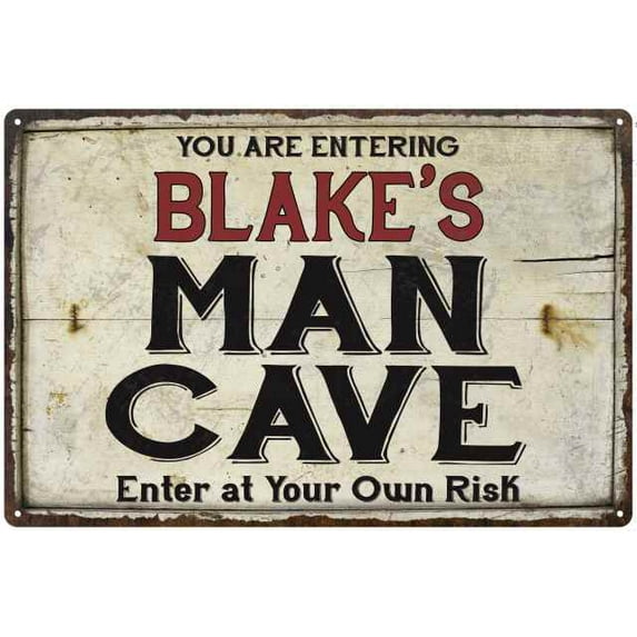 BLAKE'S Man Cave Sign Rustic 8 x 12 Matte Finish Metal 108120035345