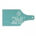 thumbnail image 1 of Adventure Cutting Board, Not All Who Wander Are Lost Words of Wisdom Boho Form Feather Grunge Look, Tempered Glass Cutting and Serving Board, Wine Bottle Shape, Turquoise White, by Ambesonne, 1 of 1