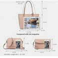 thumbnail image 3 of Premium Lux Details 3-Piece Leather Handbag Set for Women – Tote, Crossbody & Wristlet Purse – Elegant Designer Bags for Everyday & Travel Use Color Bikini Pink, 3 of 5