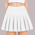 thumbnail image 2 of AJTQTH Girls High Waist Skirts Solid Color Stylish Mini Skirts Ruffles Flowy Skirts Pull On Safety Skirts for Summer Casual Sports Yoga Riding White 4 Years, 2 of 4