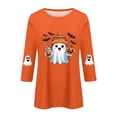 thumbnail image 6 of Trgacdwlo Halloween Shirts for Women 3/4 Length Sleeve Funny Pumpkin Graphic Womens Crew Neck Shirts Cat on Pumpkin Full Moon Fall Women's Tunics XXL, 6 of 7