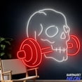 thumbnail image 2 of Handmadetneonsign Workout Neon Sign, Skull With Dumbbell Neon Light, Custom Neon Sign, Gym Decor 134407, 2 of 5