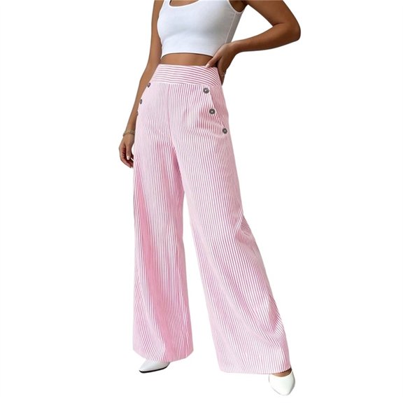 Lnmiateer Elegant High Waist Wide Leg Pants for Women Draped Loose Silhouette Solid Color Casual Dress Trousers Party Dinner Autumn Winter