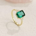 thumbnail image 3 of AFFY Solitaire Engagement Ring, 7X9MM Radiant Shape Zambian Emerald Lab Grown Gemstone & Round Moissanite Wedding Ring for Her In 14K Yellow Gold Over Sterling Silver (2.15 Cttw), Size-7.5, 3 of 7