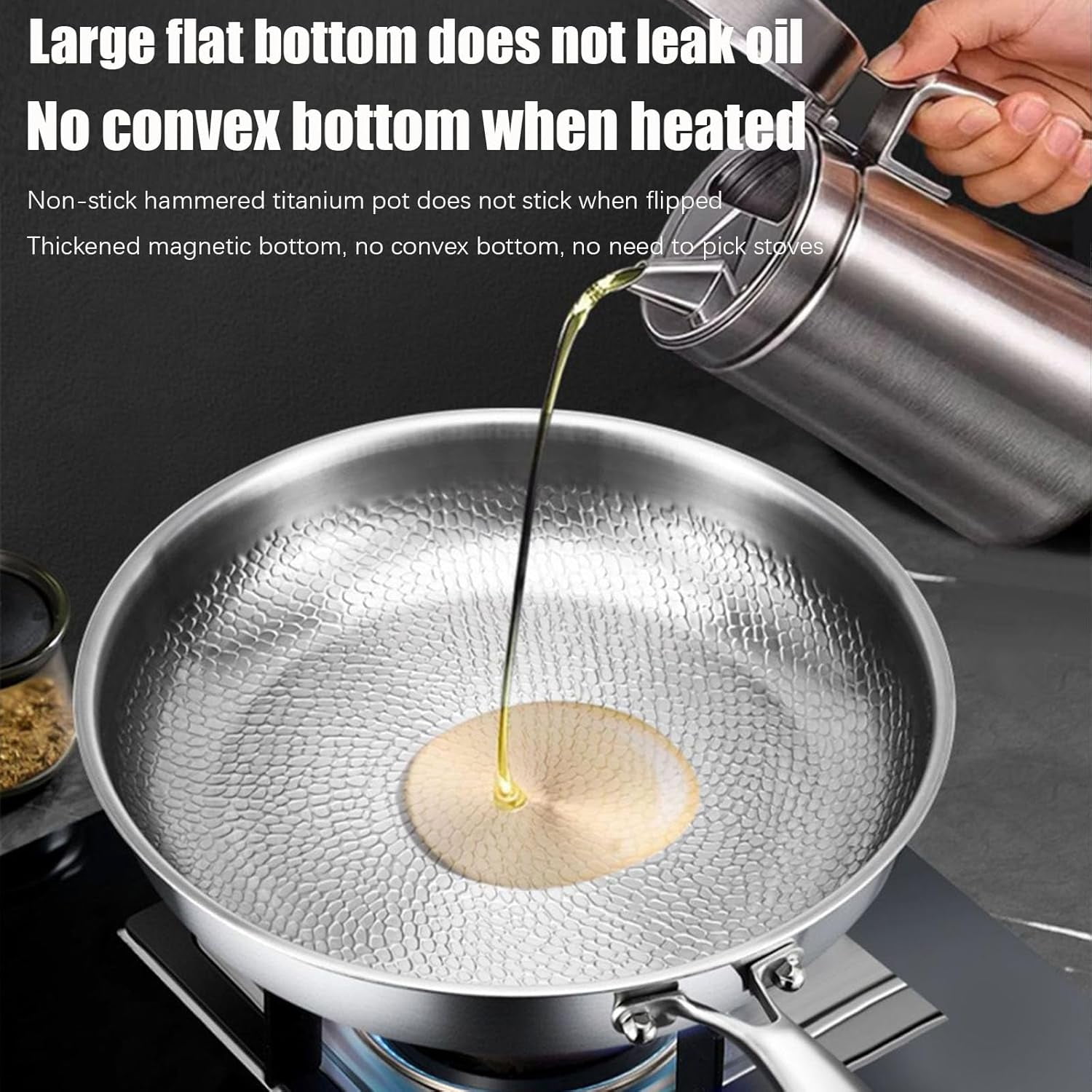 Titanium Hammered Pan Pro with Lid, Titanium Pans for Cooking Non Stick, titanium Frying Pan Cookware (10in)