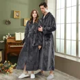 thumbnail image 3 of Otoño Invierno Coral polar de doble cara de felpa de longitud extendida ropa de dormir gruesa hombres mujeres Albornoz cálido acogedor ropa de hogar, 3 of 5