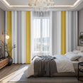 thumbnail image 2 of Orange Grey Striped Blackout Curtains for Bedroom/Living Room, Pinch Pleated Black Out Curtains, Geometric Vertical Stripes White Room Darkening Window Drapes with Hooks 2 Panels, 59"x70", 2 of 8