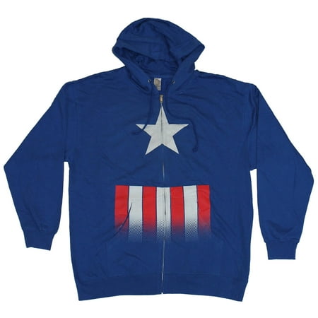 Captain America (Marvel Comics) Mens Hoodie- Very Simple Costume (X-Large,