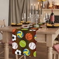 thumbnail image 3 of Brown Balls Cotton Linen Table Runner for Dining Kitchen, Baseball Tennis Basketball Football Wedding Outdoor Party Tablerunners Decoration, Dresser Scarf Coffee Tablecloth Runners 13x108 Inches, 3 of 9