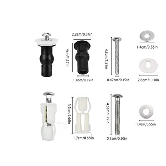 Mosiee Expansion Screw Set Replacement Stainless Steel Toilet Covers White/Black