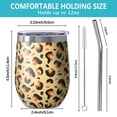 thumbnail image 5 of Leopard Print 12oz Stainless Steel Insulated Wine Tumbler with Lid and Straw – Double Wall Vacuum Mug for Hot & Cold Drinks, 304 Steel Interior, Sweat-Free Design, 5 of 5