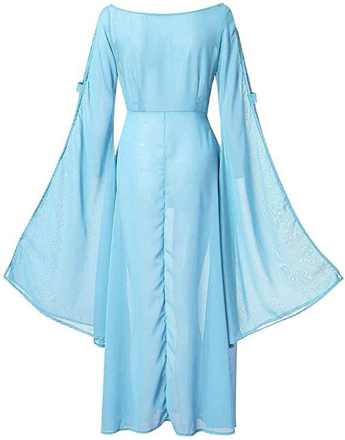 Fatuov Sexy Gothic Clothes for Women Solid Color Sexy Blue Dress S 
