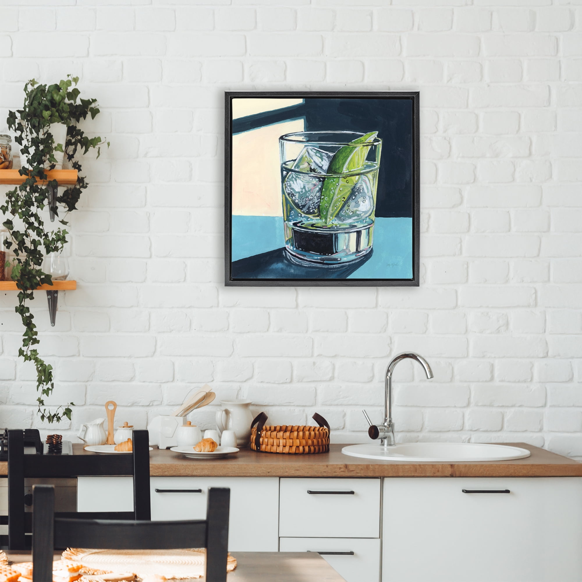 Stupell Industries Strong Gin and Tonic Black Framed Floater Canvas Wall Art, design by Kate Jarvik Birch