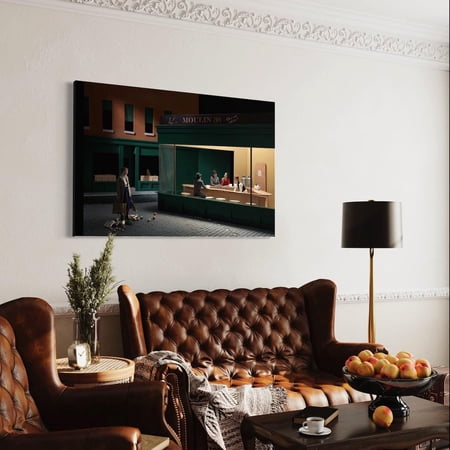 Moulin 38 Nighthawks Edward Hopper Tribute Wall Art Unframed Paper Print