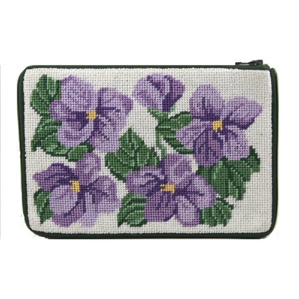 Stitch & Zip Needlepoint Purse/Cosmetic Case Kit SZ542 Sweet Violets