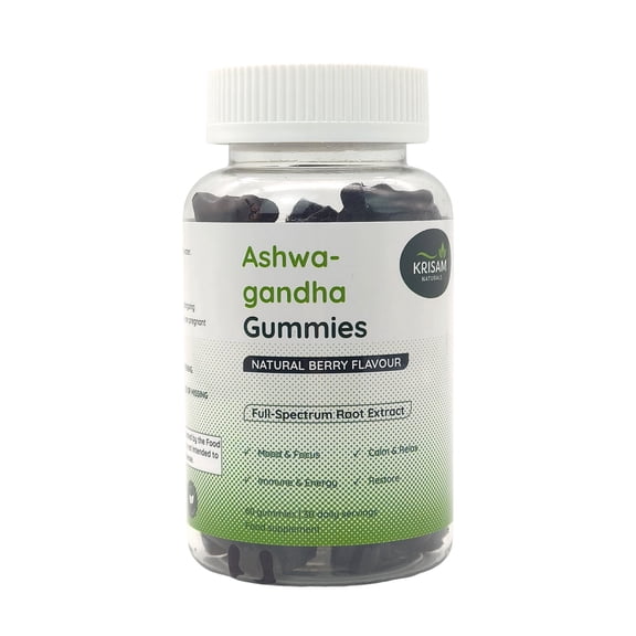 Ashwagandha Gummies Root Extract – Berry Flavor – 60 Count – 1 Month Supply – Stress Support Supplement for Women & Men