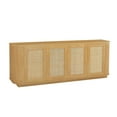 thumbnail image 6 of Lisonu Contemporary Wave-Shaped TV Stand with Rattan Doors, Natural Wood Finish, 64''W x 15''D x 24''H, 6 of 11