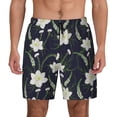 thumbnail image 3 of Uemuo Lilies Flowers Pattern Mens Swim Trunks Quick Dry Board Shorts with Mesh Lining, Stretch Beach Shorts Quick Dry No-Chafing Board Shorts-3X-Large, 3 of 9