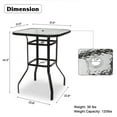 thumbnail image 4 of Ktaxon 31 Inch Patio Bar Table, Square Outdoor Bar Height Bistro Table with Tempered Glass Tabletop & Umbrella Hole, Outdoor Cocktail Table for Patio Yard Poolside, Black, 4 of 7