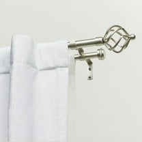 Exclusive Home Torch Double Curtain Rod and Finial Set, Matte Silver, 66"-120"