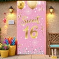thumbnail image 3 of Pink Theme Happy 16th Birthday Banner Gold Glitter Sweet 16 Banner Decor Star Pattern 16th Birthday Party Banner for Sweet 16 Party Teen Birthday Celebration Girls Party, 3 of 9