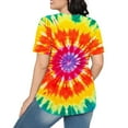 thumbnail image 5 of jtjvou Women's Going out Tops for Teen Tie Dye Shirts Trendy Fashion Oversize Summer Lady Crewneck Tuinc Short Sleeve Tees Multicolor,XXL, 5 of 6